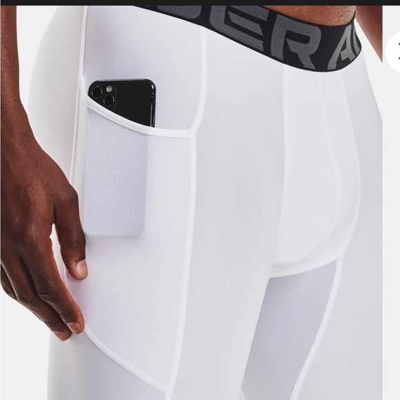 NWT UNDER ARMOUR MENS HEATGEAR LONG SHORTS WHITE SIZE M COMPRESSION - Picture 3 of 4